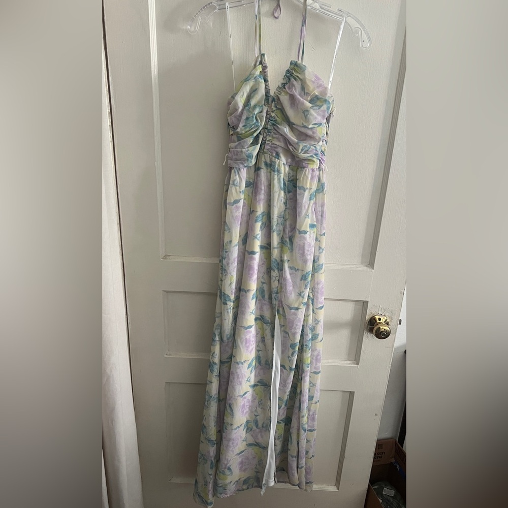 Lulu's Strapless Floral Maxi Dress
